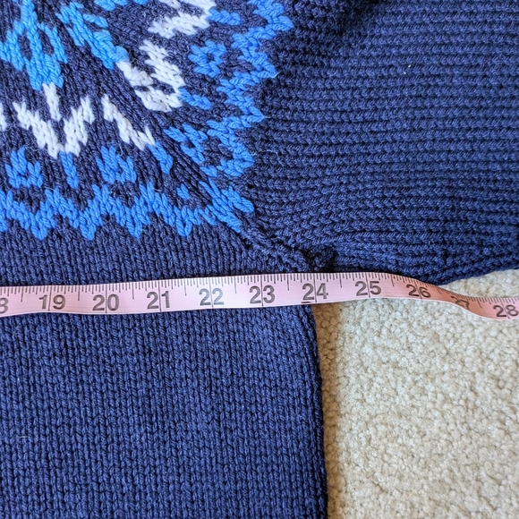 Vintage Handmade Sweater Dark Blue Pattern High Neck Men's Women's Size XL - Picture 5 of 9